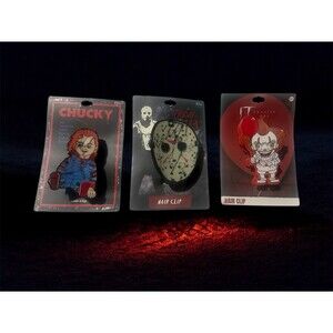 Lot Of 3 HORROR‎ HAIR CLAW CLIP Chucky,Jason,Pennywise Brand New
